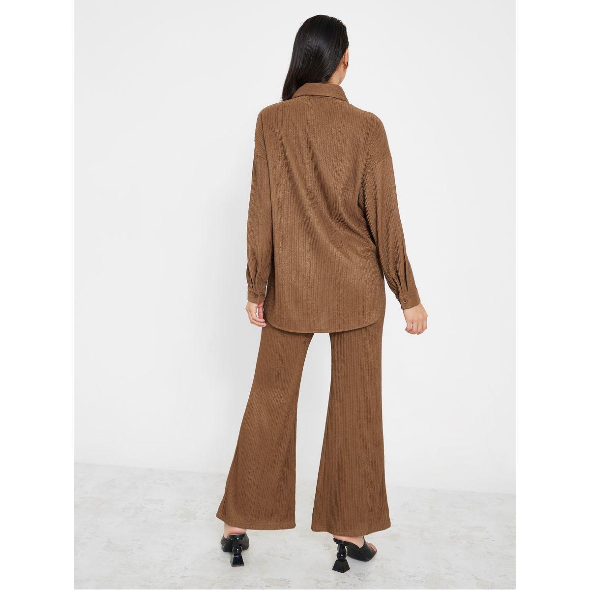Styli Crinkled Longline Shirt & Trouser Co-Ord Set-women-clothing-coordsets-image-6