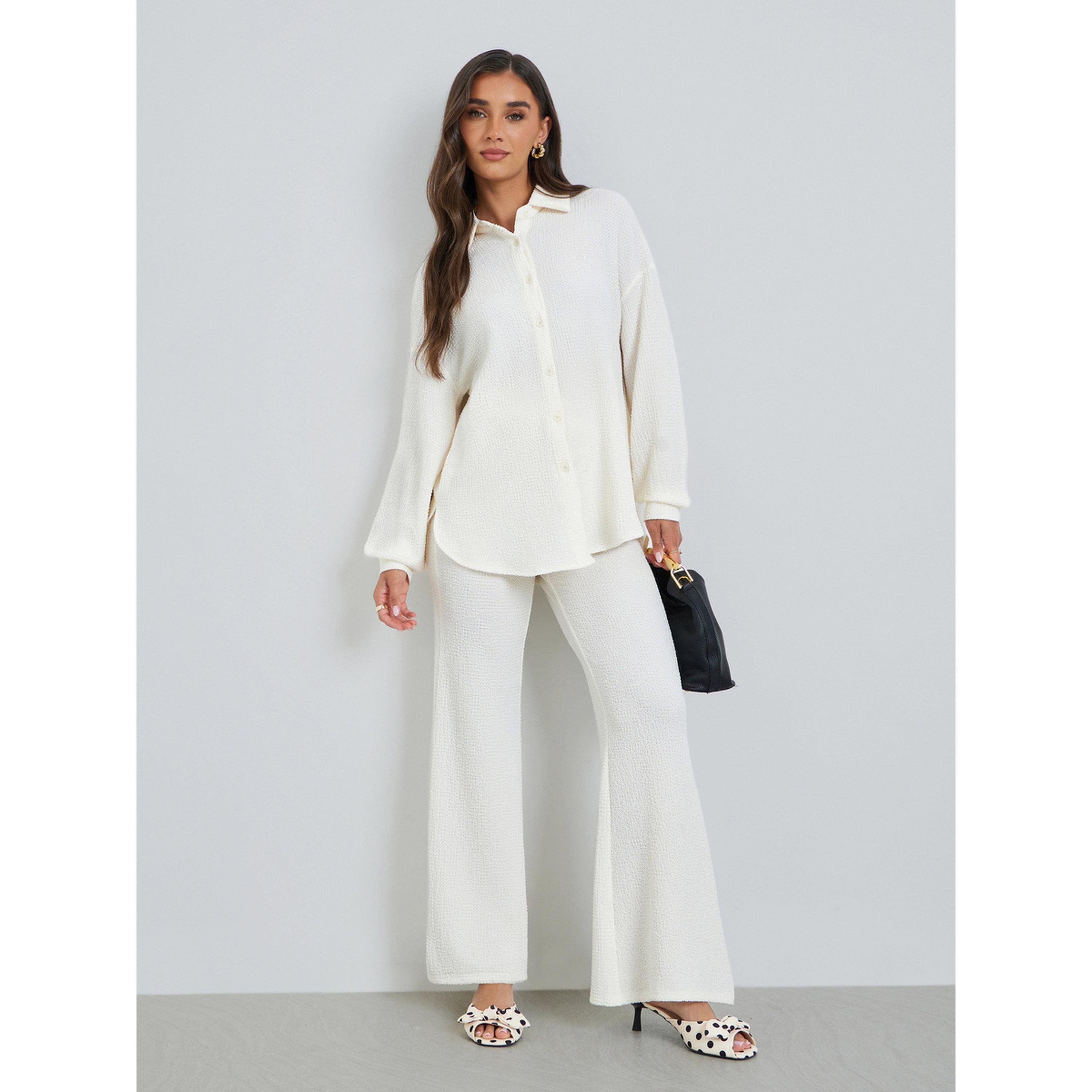 طقم منسق من قميص وبنطال بملمس بارز للنساء-women-clothing-coordsets-image-1