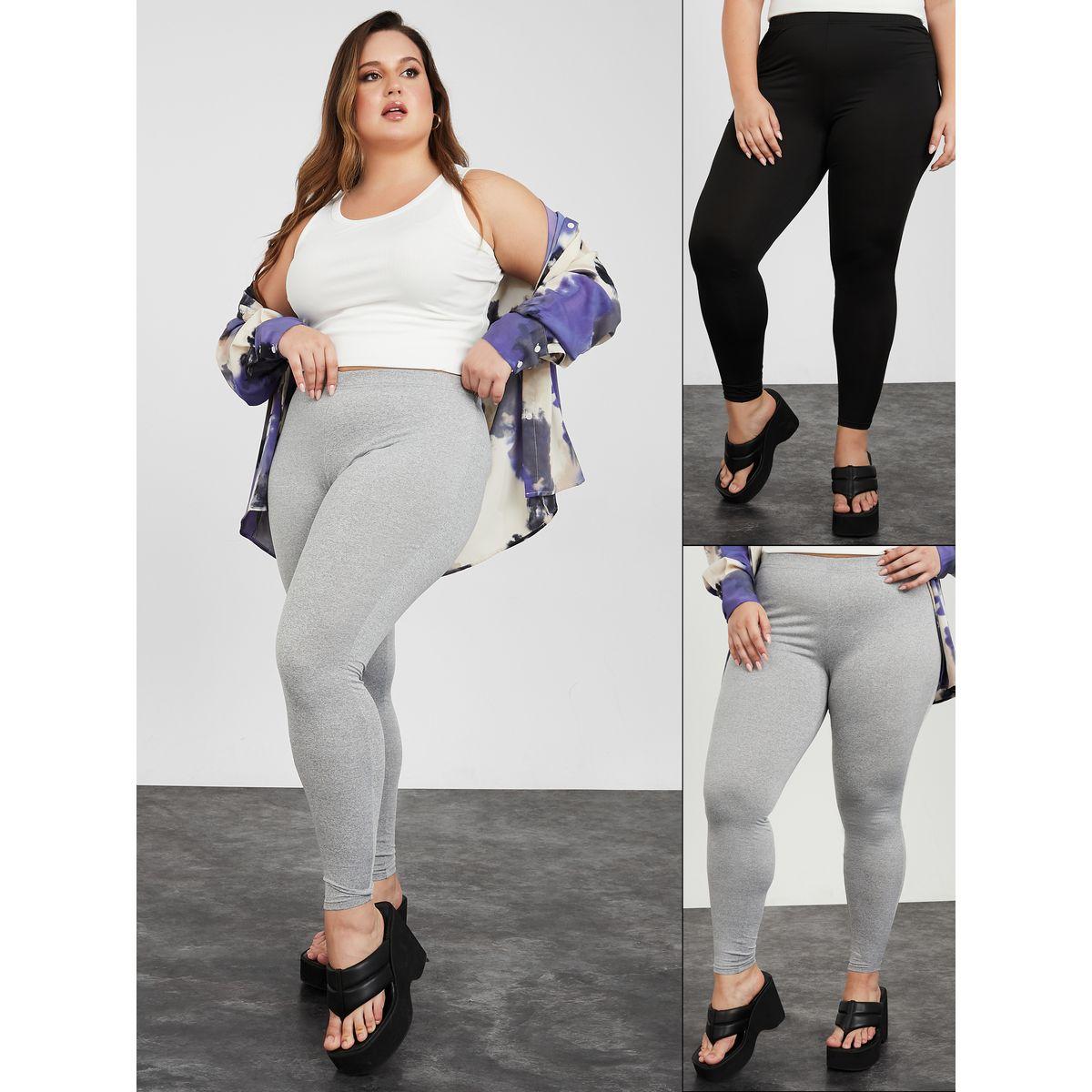 Styli Pack of 2 - Plus Solid Full Length Leggings-women-clothing-bottoms-leggings-image-1
