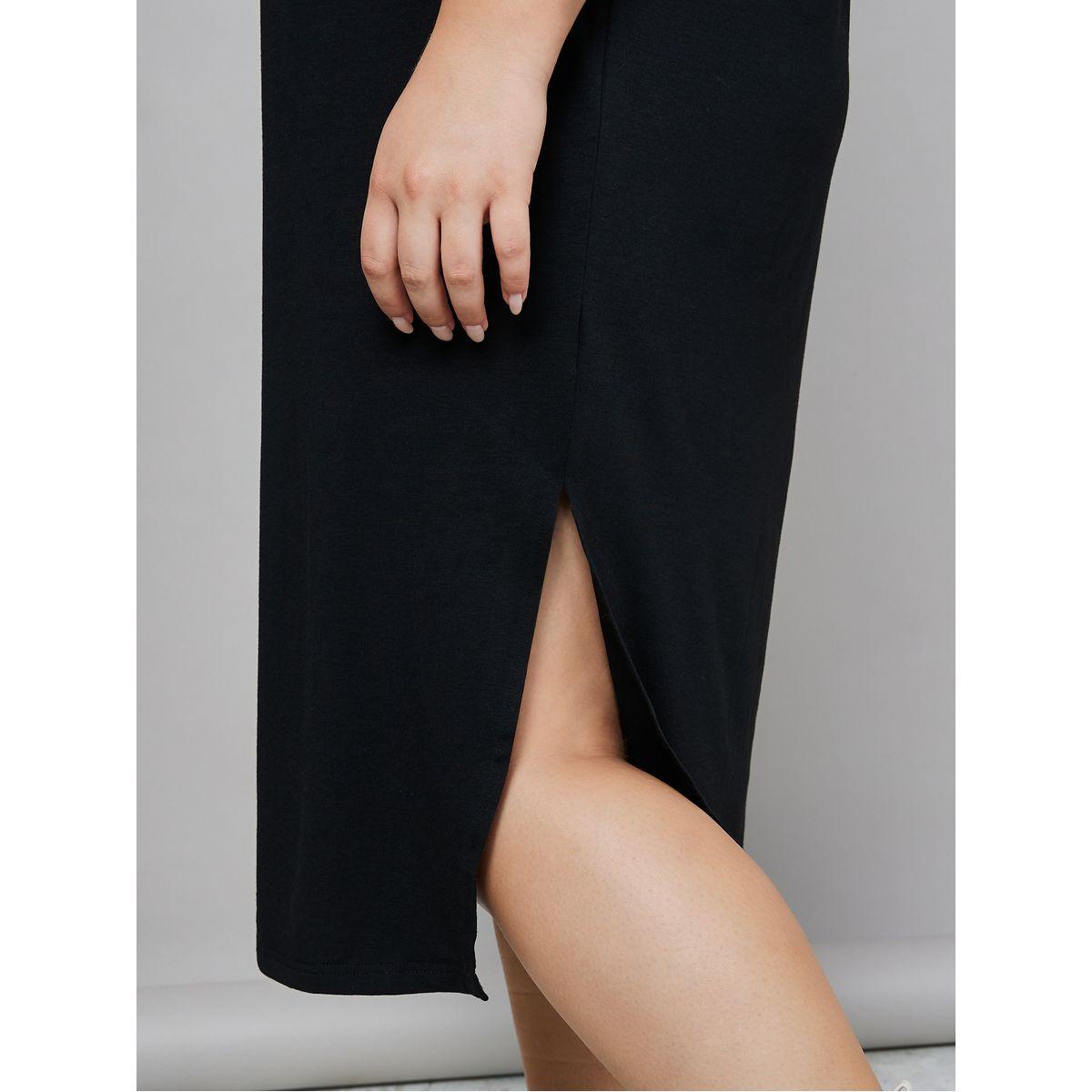 Styli Plus Short Sleeves Side Slit Detail Midi Dress-women-clothing-dresses-image-3