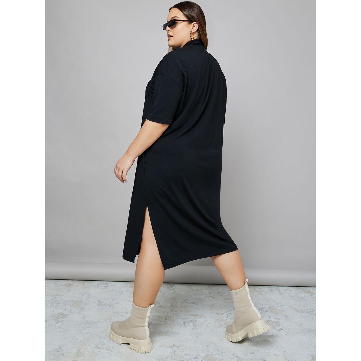 فستان ميدي مزين بشق جانبي-women-clothing-dresses-image-4