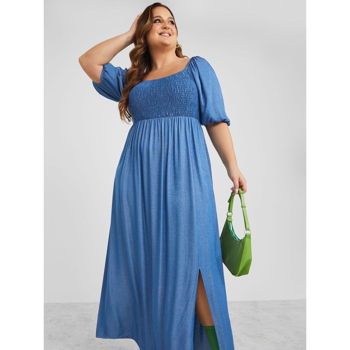 فستان طويل مزين بشق واكمام مكبلة-women-clothing-dresses-image-1