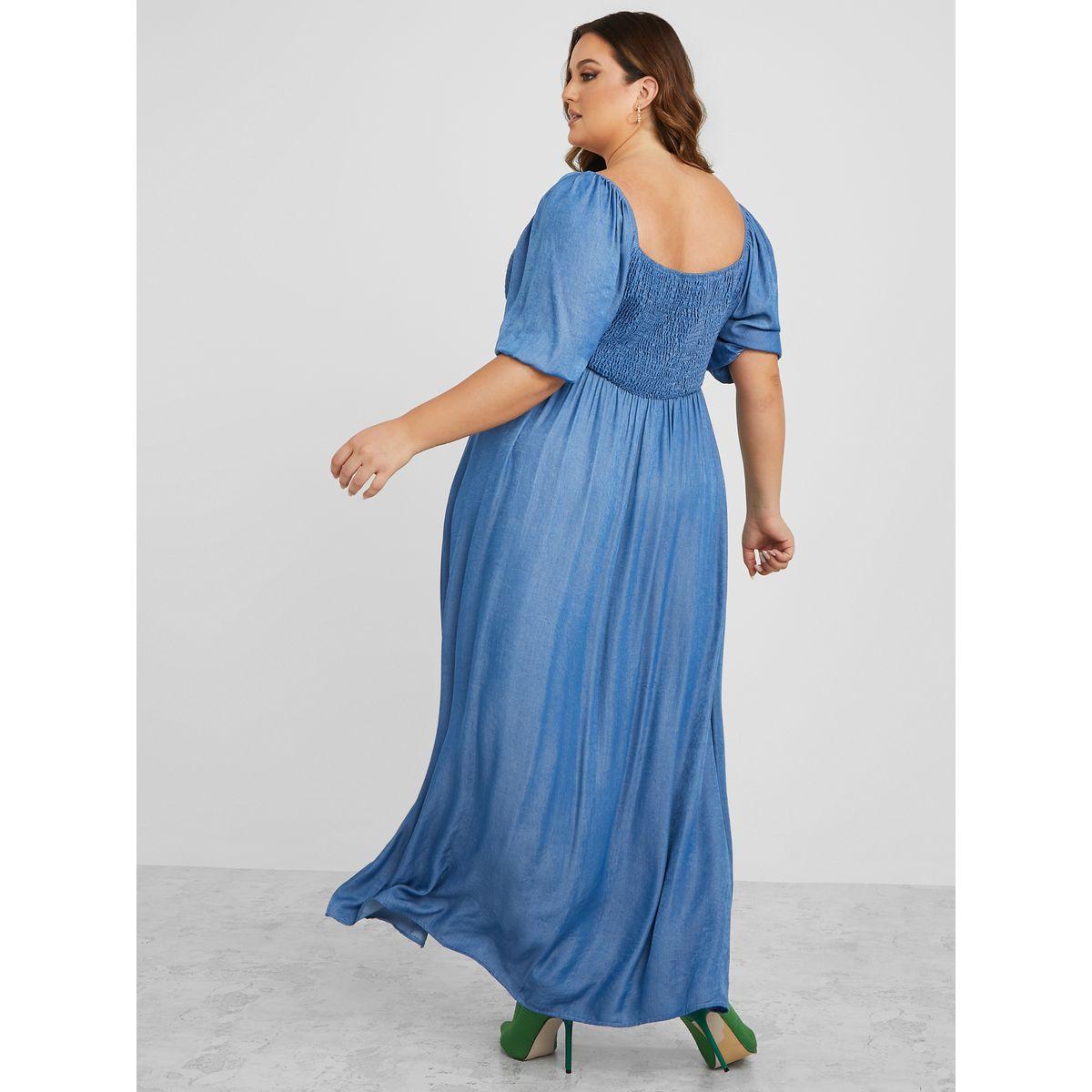 فستان طويل مزين بشق واكمام مكبلة-women-clothing-dresses-image-4