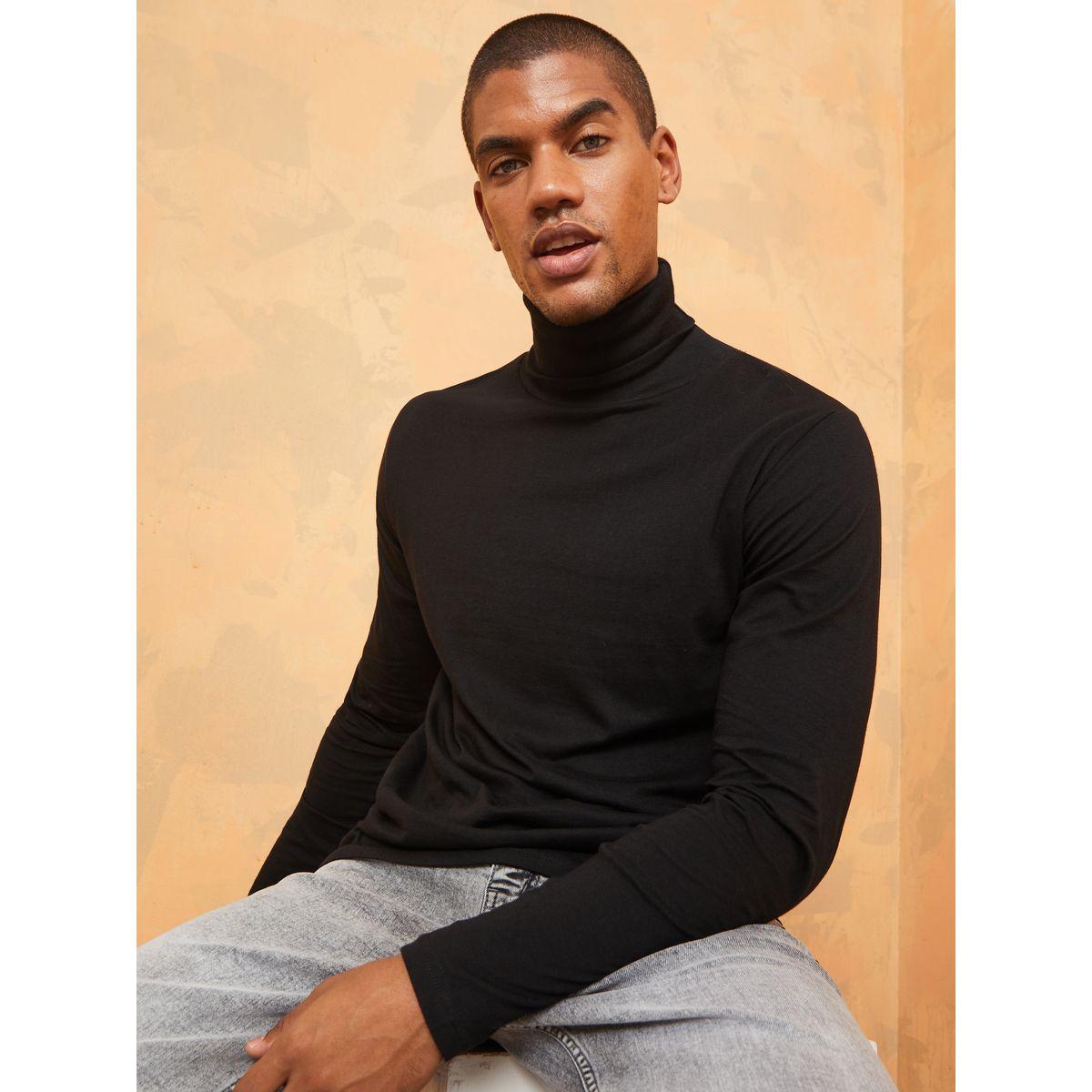 تيشيرت بياقة مطوية واكمام طويلة-men-clothing-tshirtsandpolos-tshirts-image-1