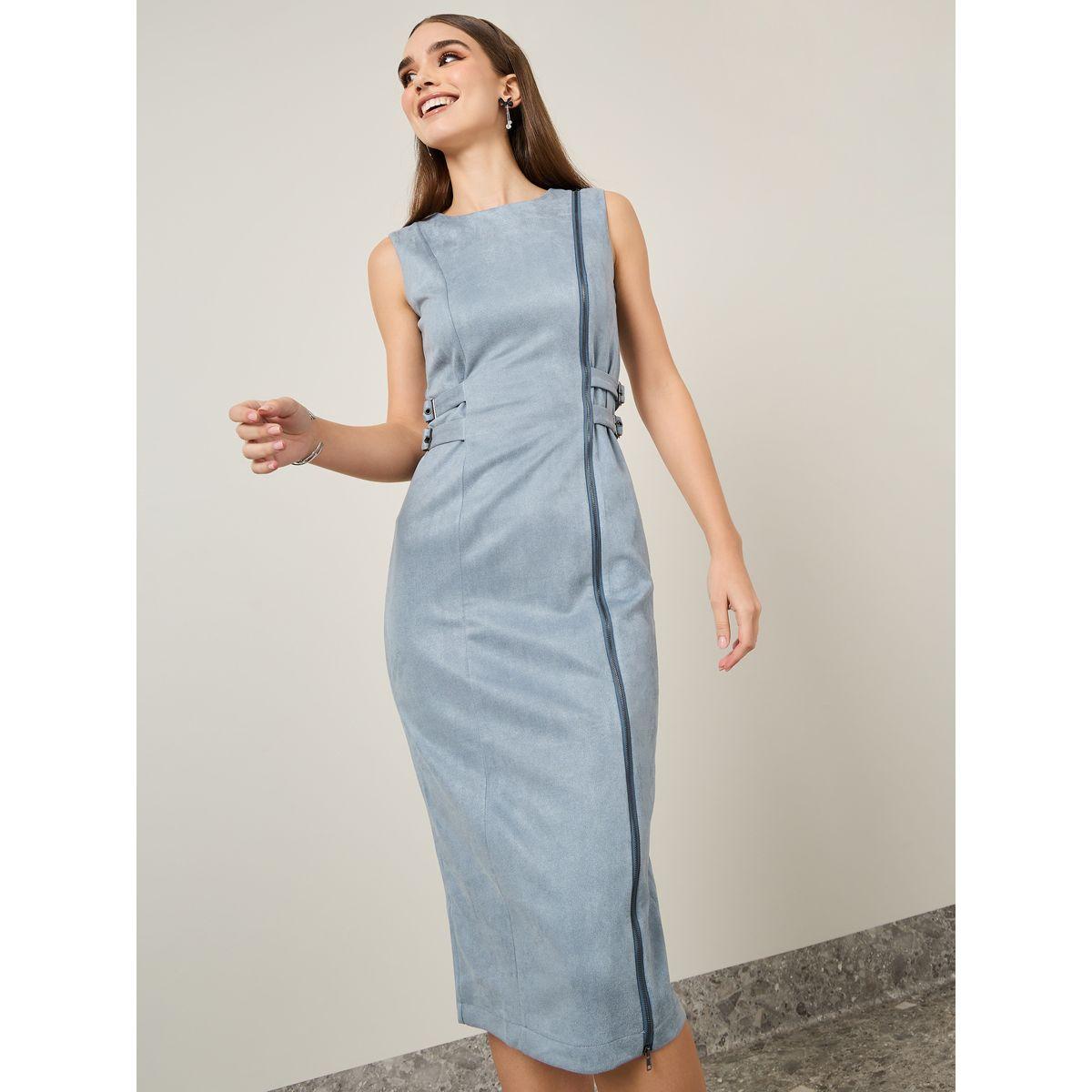 فستان ميدي بإبزيم وسحّاب غلق-women-clothing-dresses-image-1