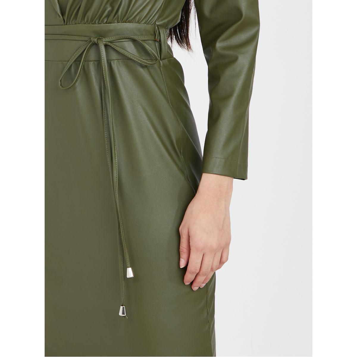 Styli Notch Lapel Leather Look Blazer Midi Dress-women-clothing-dresses-image-3