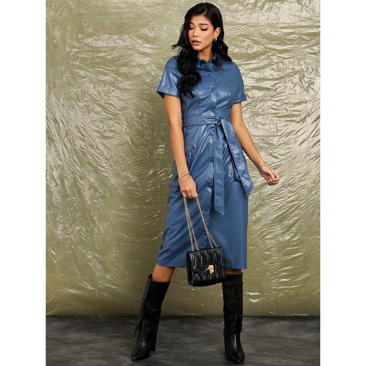 فستان ميدي باكمام قصيرة-women-clothing-dresses-image-1
