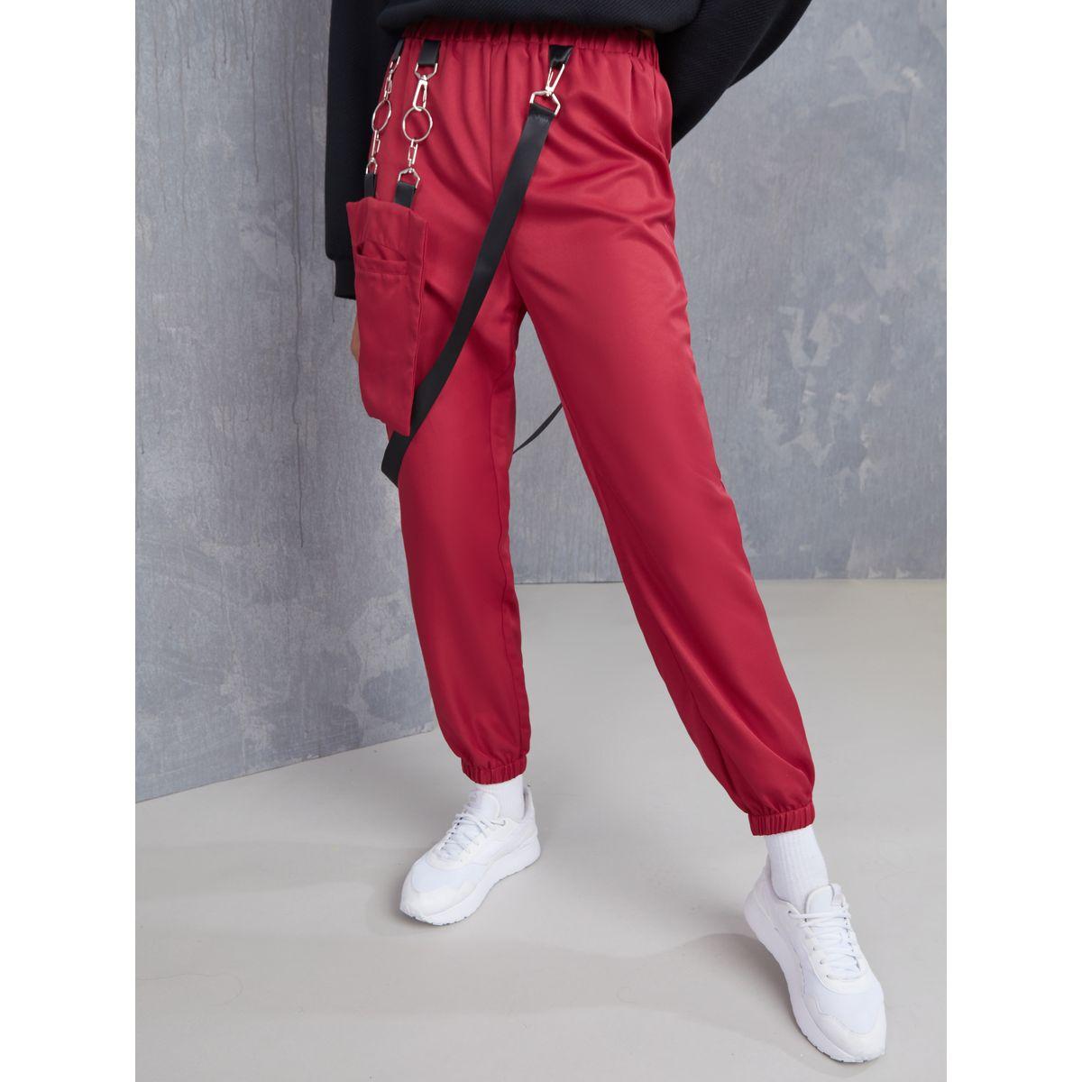 Styli Elasticated Waistband Cuffed Trouser with Detachable Pocket Strap-women-clothing-bottoms-trousers-image-2