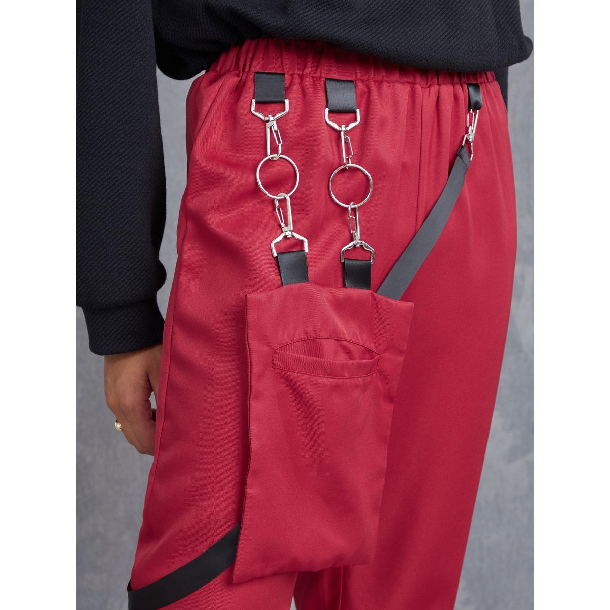 Styli Elasticated Waistband Cuffed Trouser with Detachable Pocket Strap-women-clothing-bottoms-trousers-image-4
