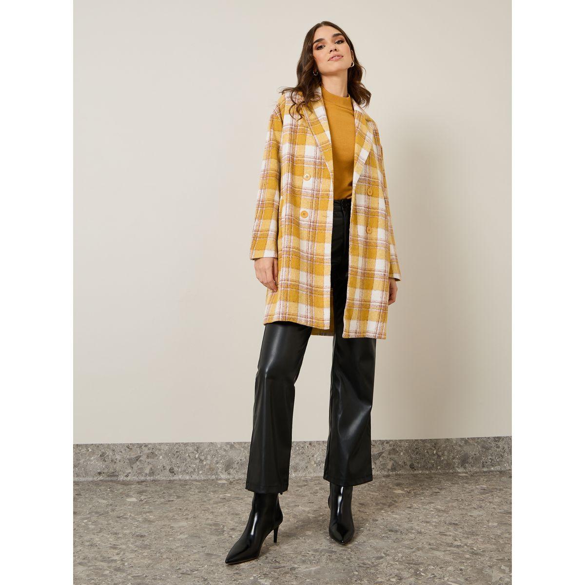 معطف كاجوال مطبع بمربعات-women-winterwear-coatsandjackets-coats-image-2