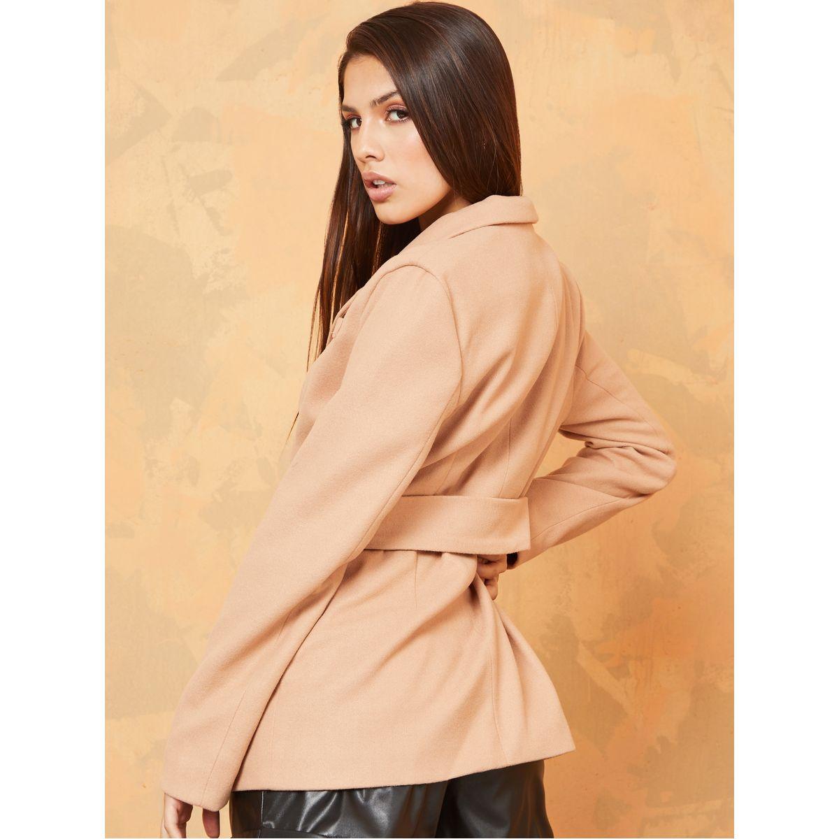 Styli Regular Length Belted Regular Fit Wool Like Blazer-women-clothing-coatsandjackets-blazers-image-4