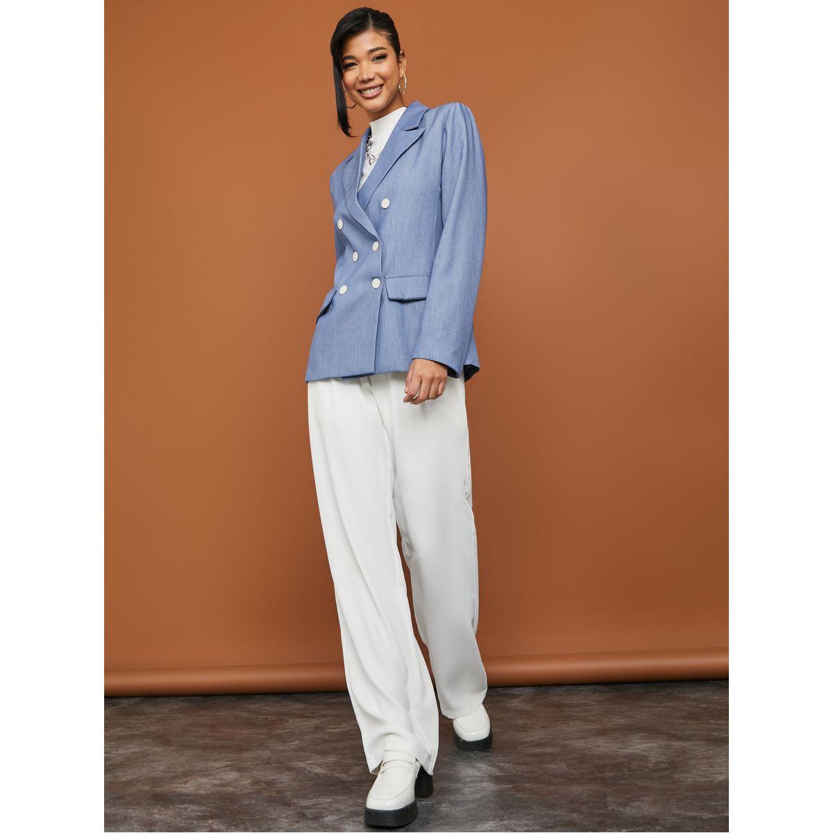 Styli Regular Fit Denim Look Double Breasted Regular Fit Blazer-women-clothing-coatsandjackets-blazers-image-2