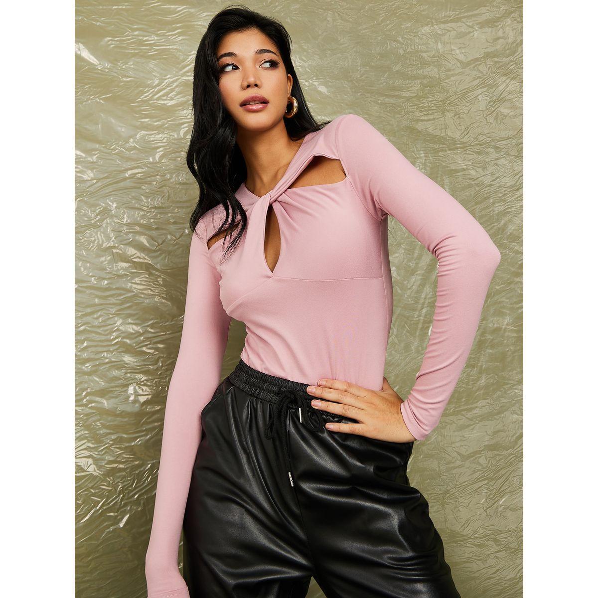 بودي سوت مزين بعقدة امامية-women-clothing-tshirts-image-1
