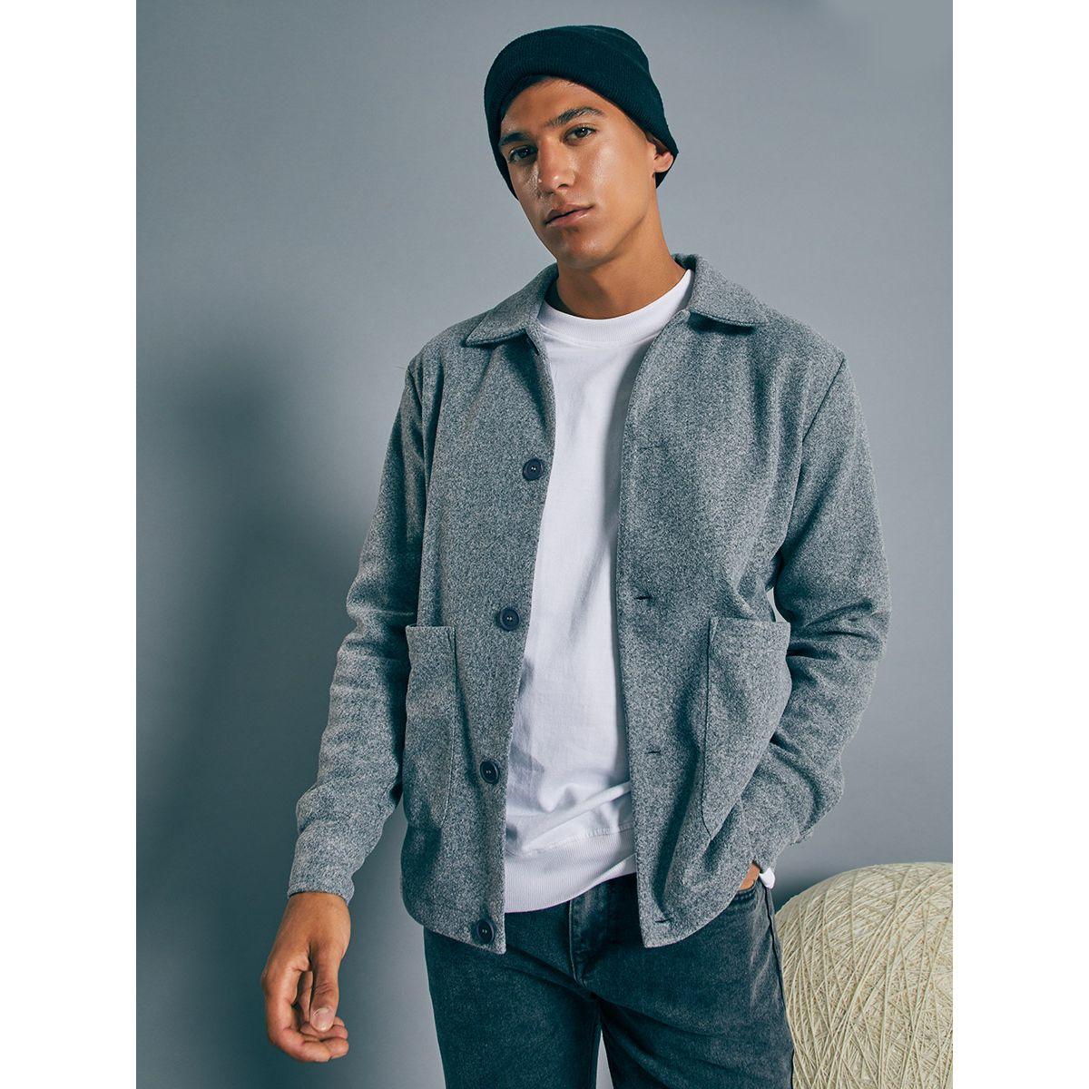 Styli Front Buttoned Relaxed Fit Jacket with Oversized Pocket-men-clothing-jacketsandblazers-jackets-image-6
