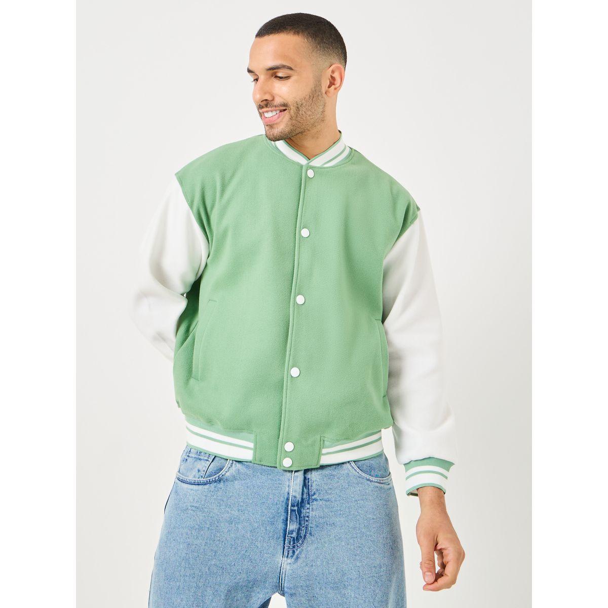 Styli Rib Nack and Hem Trim Detail Colorblock Bomber Jacket-men-clothing-jacketsandblazers-jackets-image-3