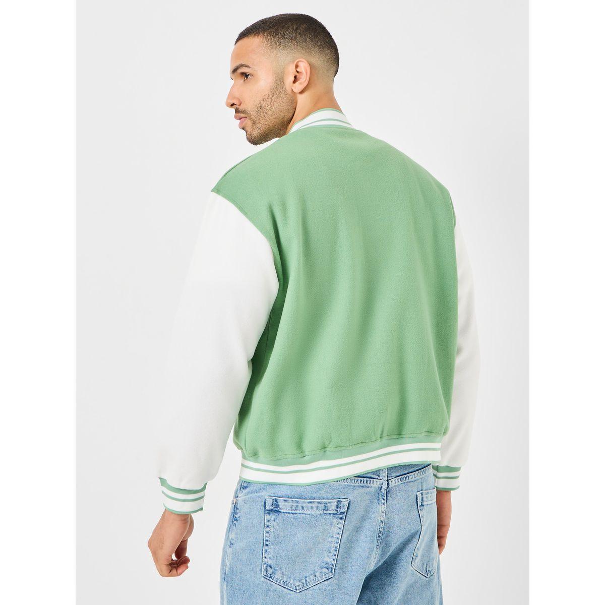 Styli Rib Nack and Hem Trim Detail Colorblock Bomber Jacket-men-clothing-jacketsandblazers-jackets-image-5