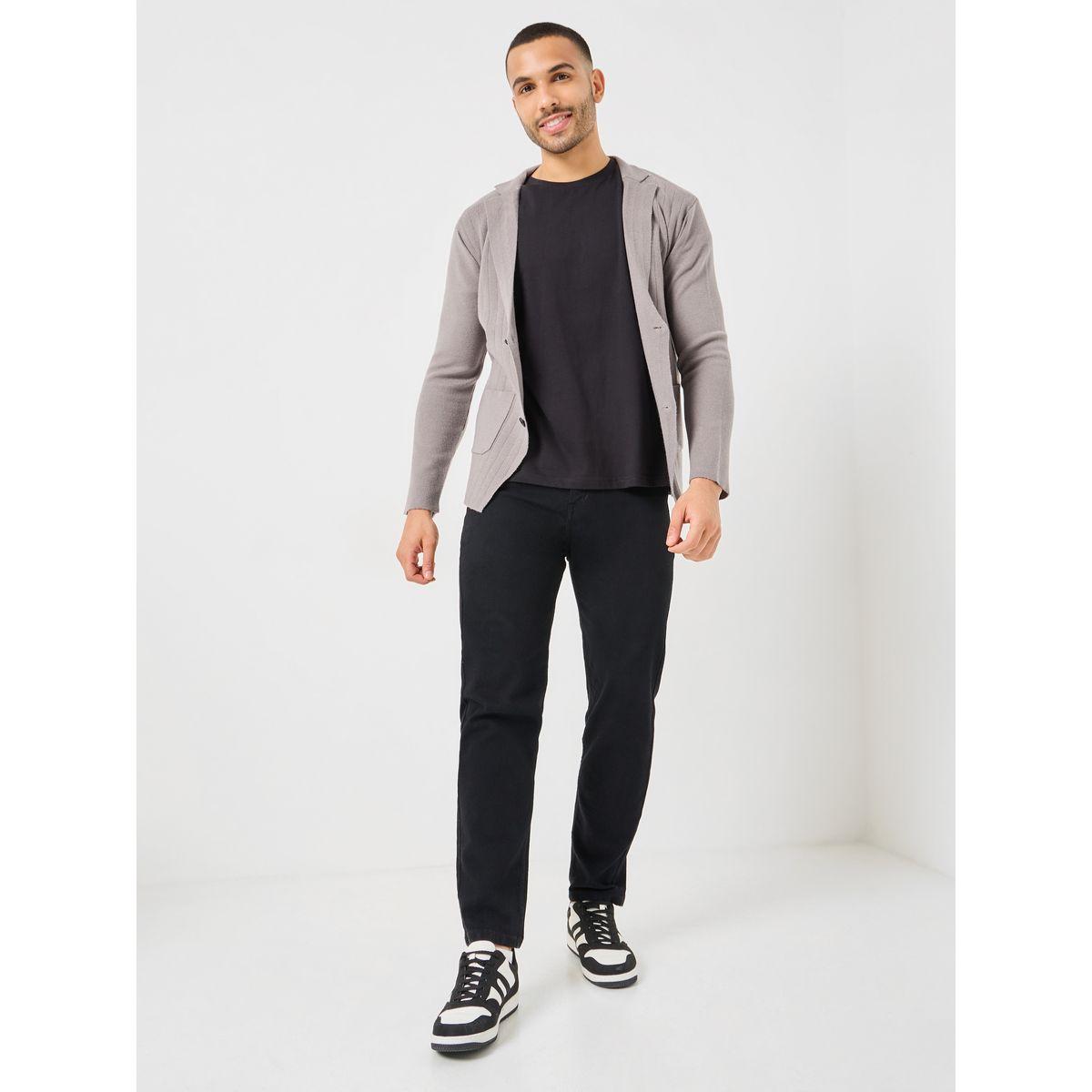 Styli Cardigan Style Slim Fit Knitted Front Button Blazer-men-winterwear-jacketsandblazers-image-2