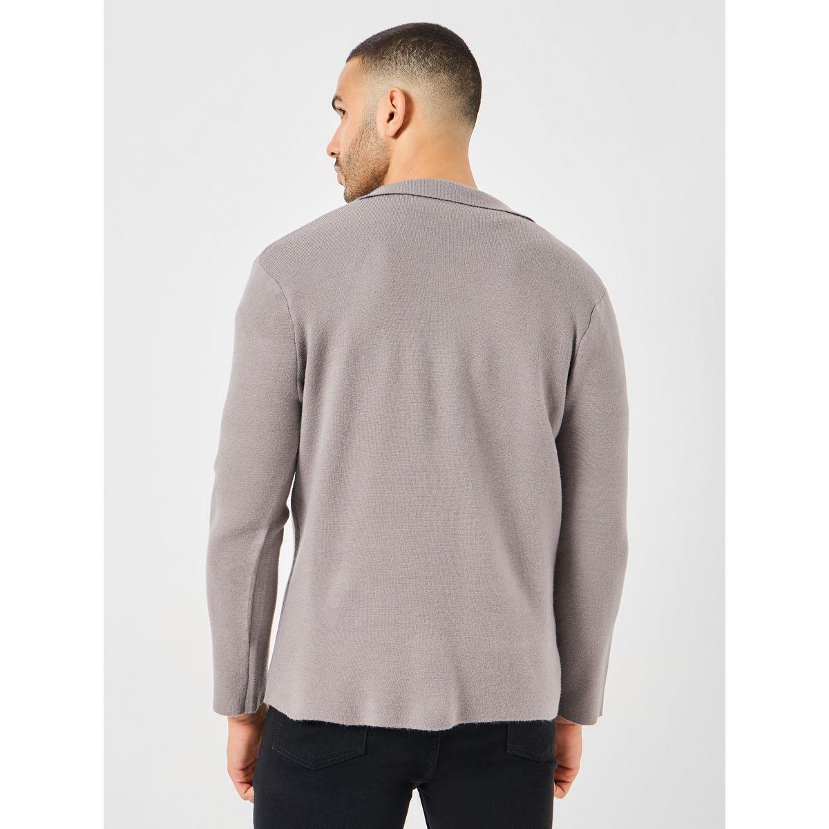 Styli Cardigan Style Slim Fit Knitted Front Button Blazer-men-winterwear-jacketsandblazers-image-5