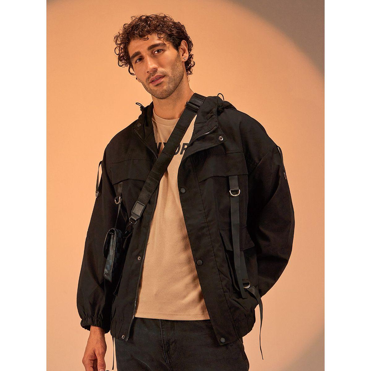 Styli Multi Pocket and Tape Detail Hooded Parka Jacket-men-clothing-jacketsandblazers-jackets-image-1