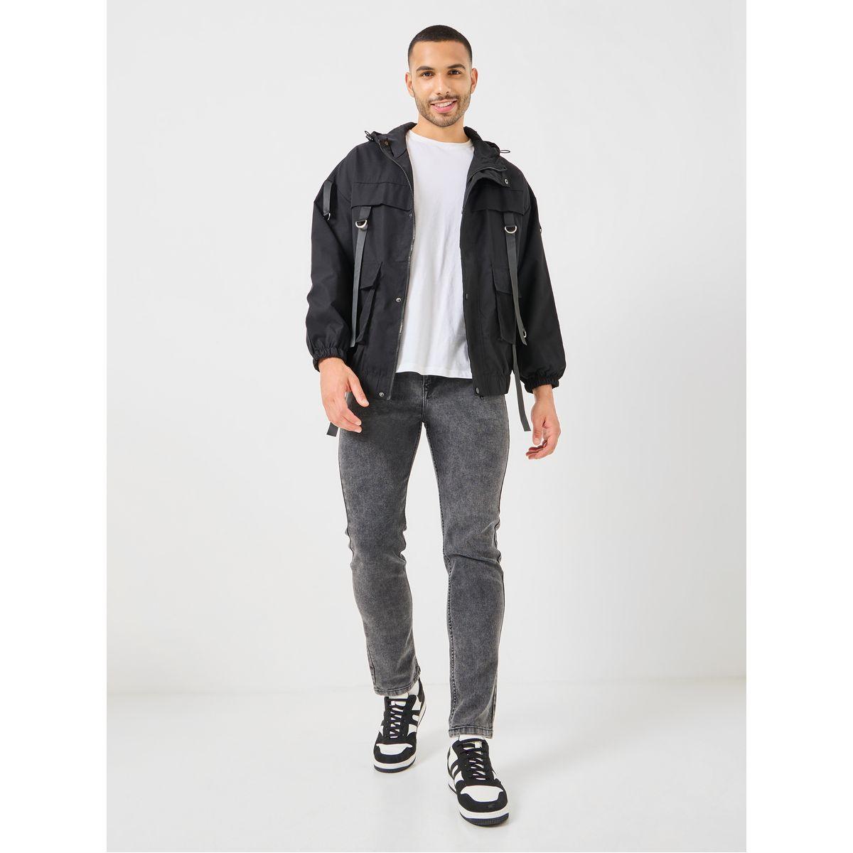 Styli Multi Pocket and Tape Detail Hooded Parka Jacket-men-clothing-jacketsandblazers-jackets-image-3