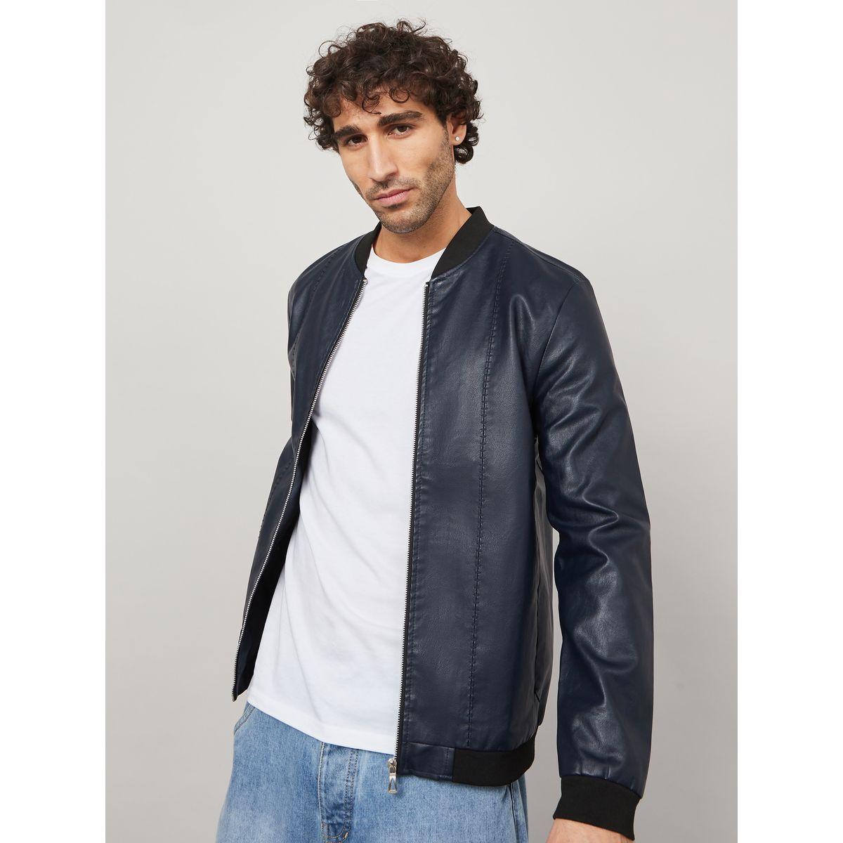 Styli Faux Leather Classic Bomber Jacket-men-clothing-jacketsandblazers-jackets-image-1