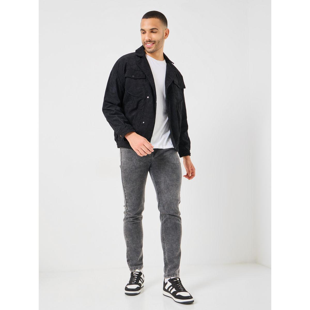 Styli Corduroy Front Pocket Detail Jacket with Back Text Embroidery-men-clothing-jacketsandblazers-jackets-image-2