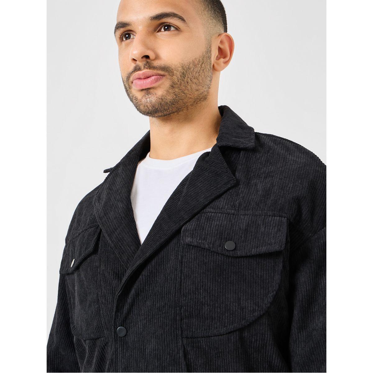 Styli Corduroy Front Pocket Detail Jacket with Back Text Embroidery-men-clothing-jacketsandblazers-jackets-image-5