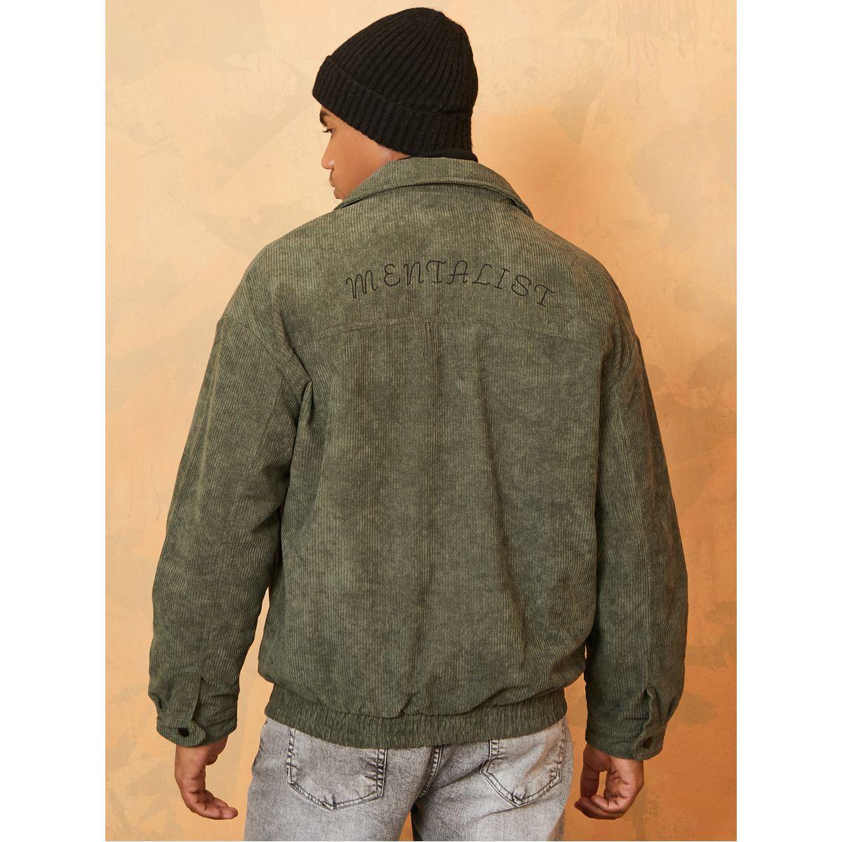 Styli Corduroy Front Pocket Detail Jacket with Back Text Embroidery-men-clothing-jacketsandblazers-jackets-image-4