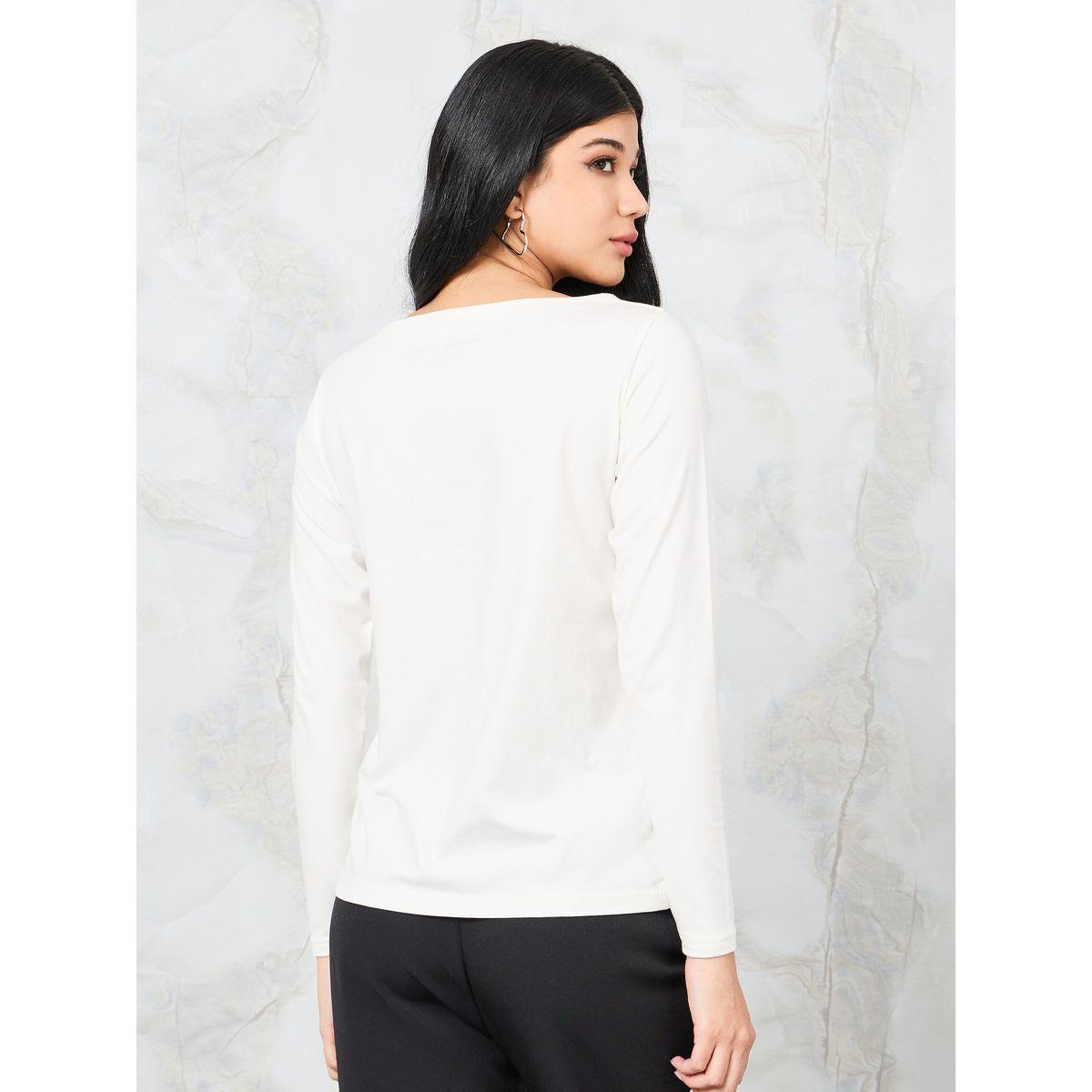 Styli Regular Fit Boat Neck Cotton Lycra T-Shirt-women-clothing-tshirts-image-5