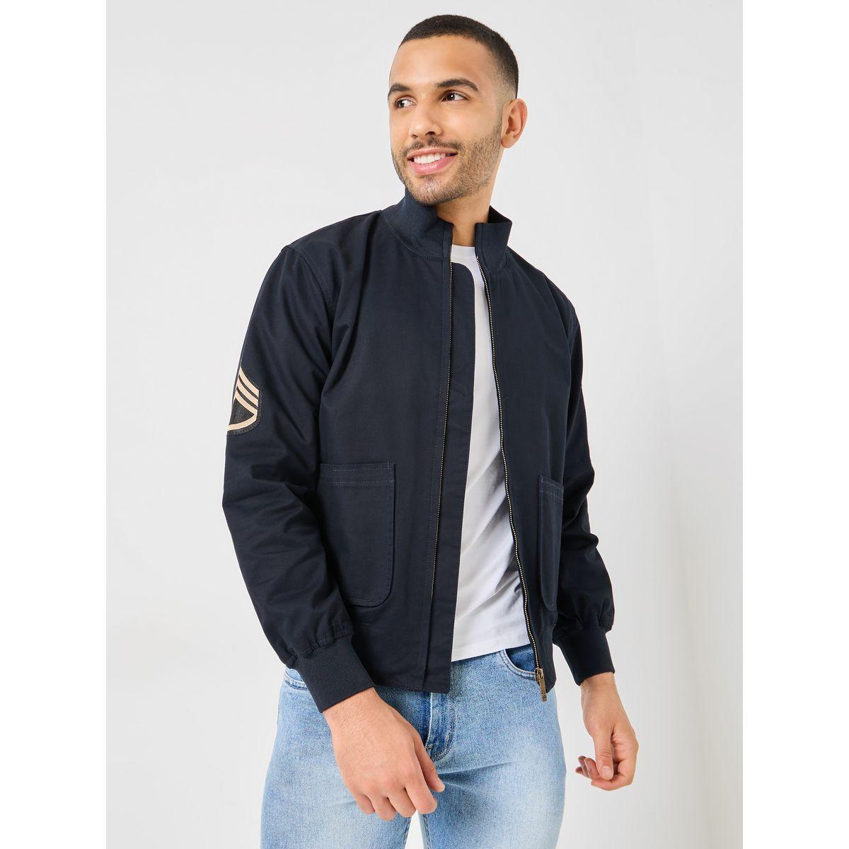 Styli Cotton Canvas Lined Utility Jacket with Badge Detail-men-clothing-jacketsandblazers-jackets-image-1