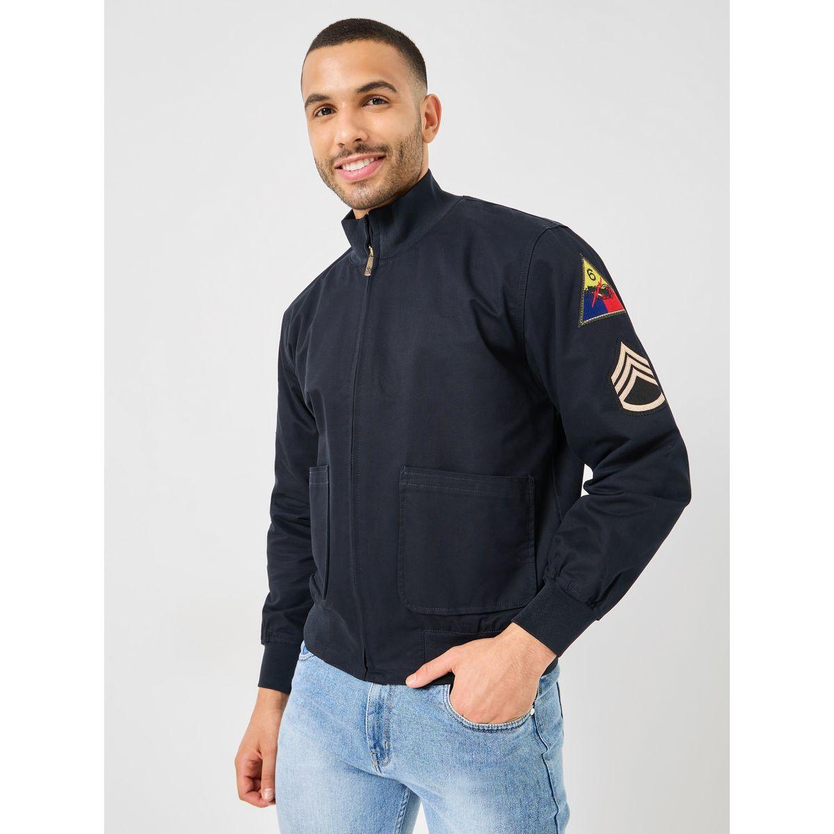 Styli Cotton Canvas Lined Utility Jacket with Badge Detail-men-clothing-jacketsandblazers-jackets-image-3