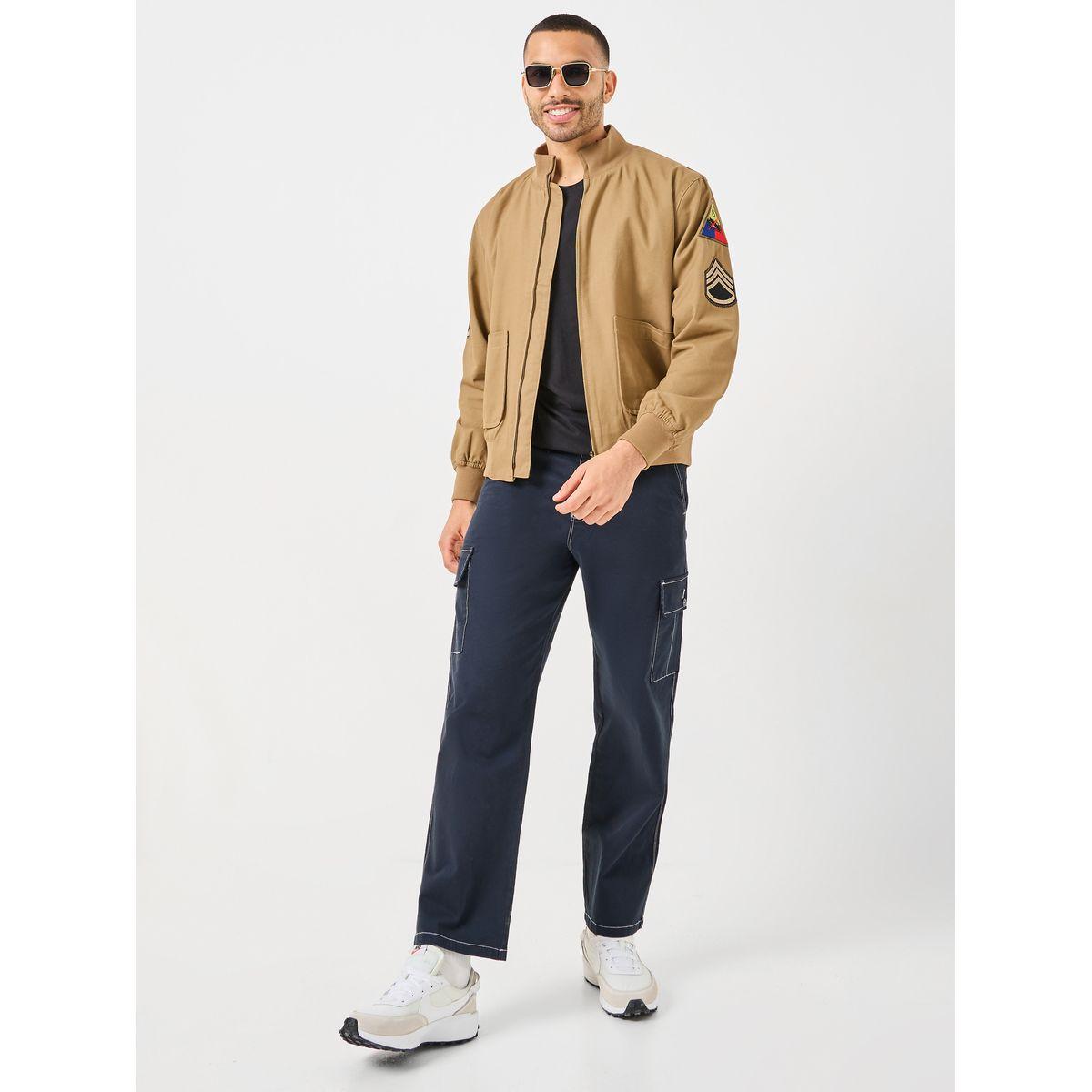 Styli Cotton Canvas Lined Utility Jacket with Badge Detail-men-clothing-jacketsandblazers-jackets-image-2