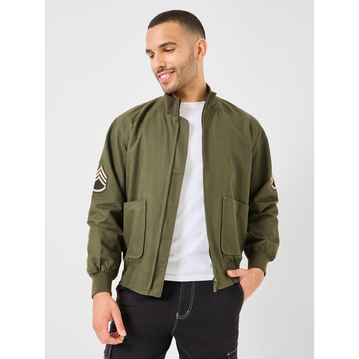 Styli Cotton Canvas Lined Utility Jacket with Badge Detail-men-clothing-jacketsandblazers-jackets-image-1