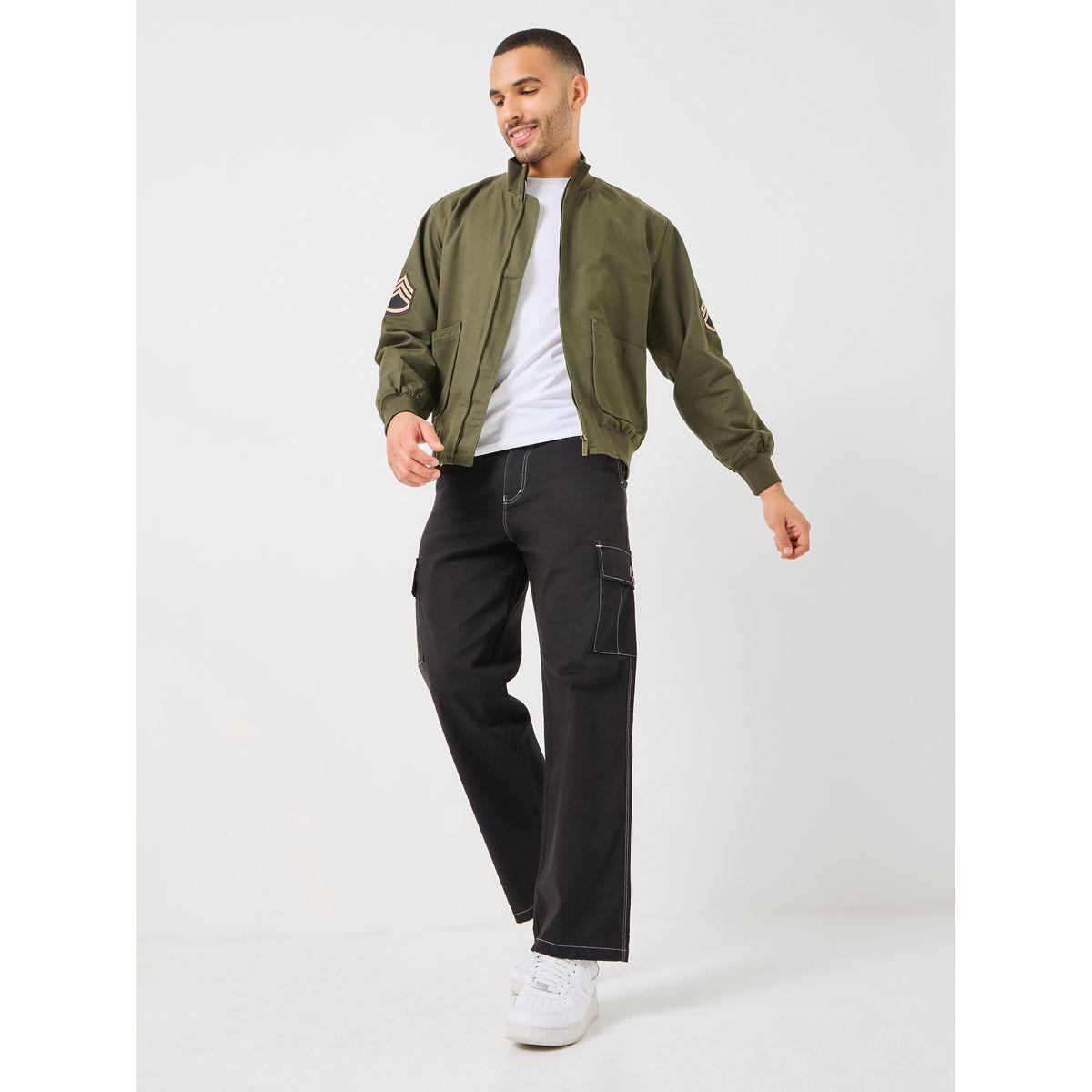 Styli Cotton Canvas Lined Utility Jacket with Badge Detail-men-clothing-jacketsandblazers-jackets-image-2