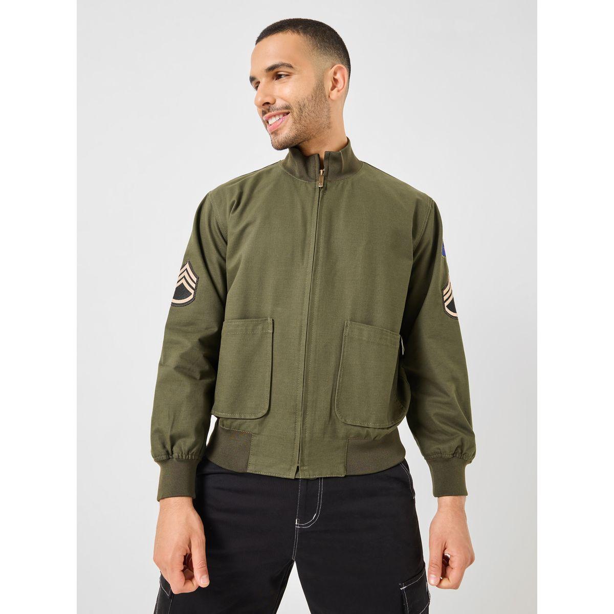 Styli Cotton Canvas Lined Utility Jacket with Badge Detail-men-clothing-jacketsandblazers-jackets-image-3