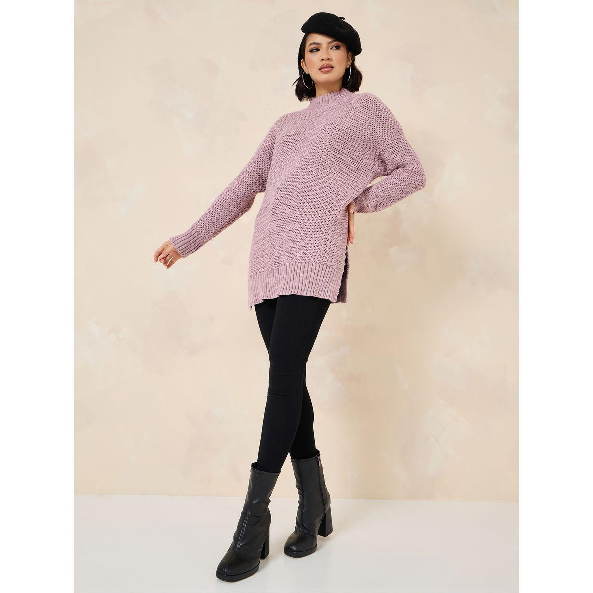 Styli Oversized Knit High Neck Longline Sweater-women-clothing-cardigansandjumpers-jumpers-image-2