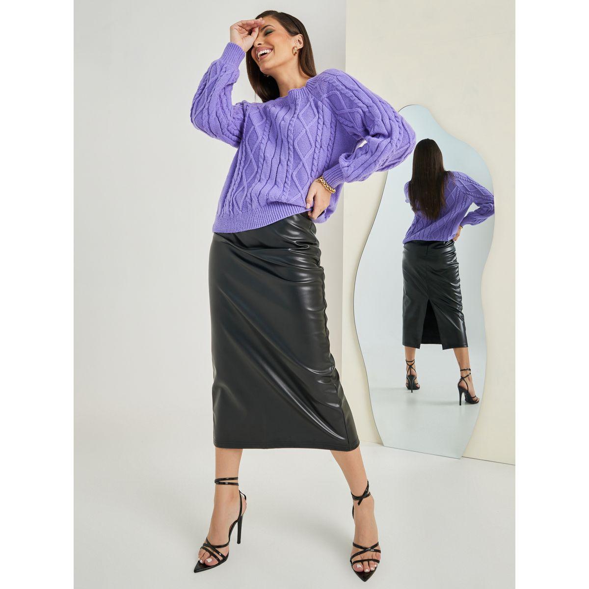 Styli Regular Fit Cable Knit Square Neck Sweater-women-winterwear-cardigansandjumpers-jumpers-image-2