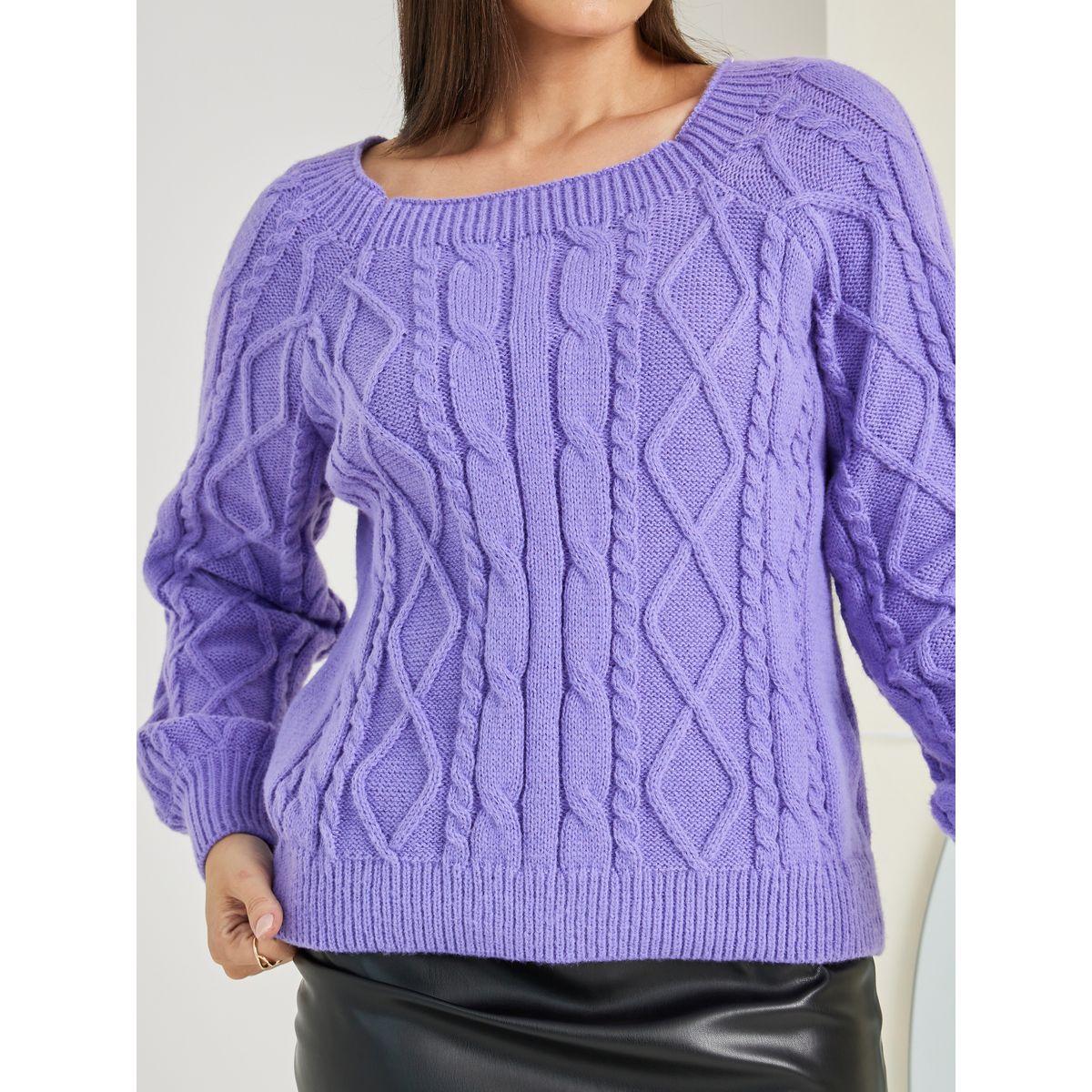 Styli Regular Fit Cable Knit Square Neck Sweater-women-winterwear-cardigansandjumpers-jumpers-image-3