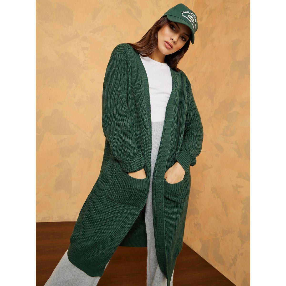 كارديجان ميدي بقصة عادية وجيوب-women-winterwear-cardigansandjumpers-cardigans-image-2