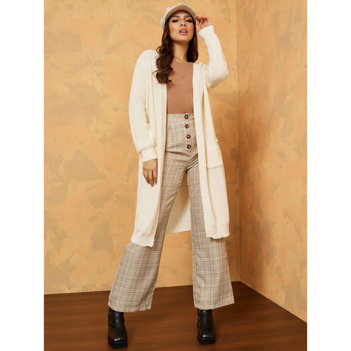 Styli Midi Length Open Front Regular Fit Cardigan with Patch Pocket-women-winterwear-cardigansandjumpers-cardigans-image-2