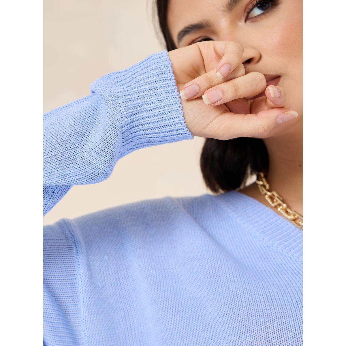 Styli Oversized Longline V Neck Sweater With Side Slits-women-clothing-cardigansandjumpers-jumpers-image-3