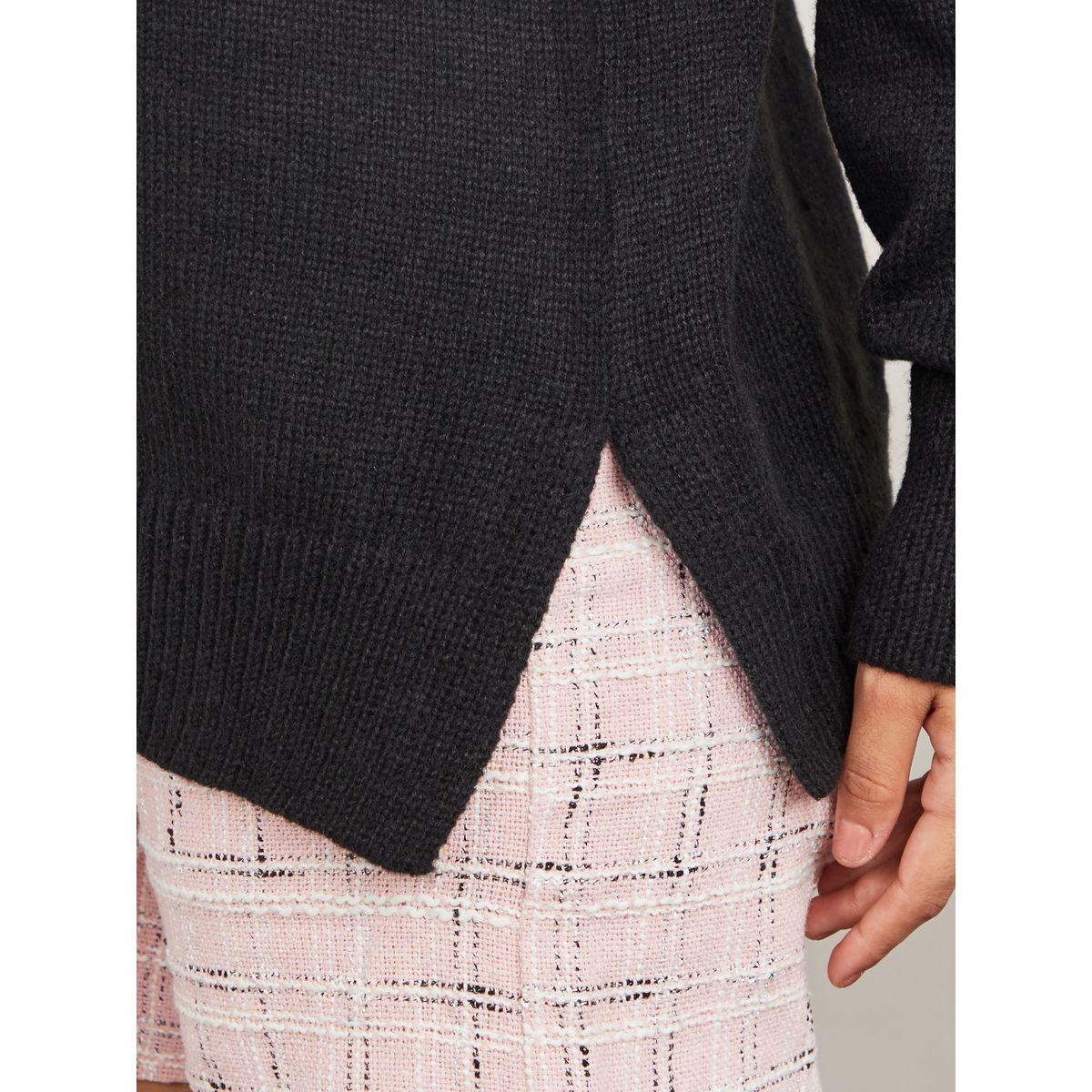 Styli Regular Length High Neck Oversized Sweater with Side Slit-women-clothing-cardigansandjumpers-jumpers-image-4