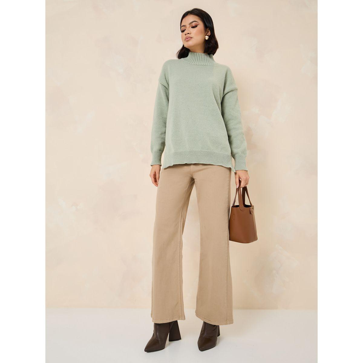 Styli Oversized High Neck Sweater with Side Slit-women-clothing-cardigansandjumpers-jumpers-image-2