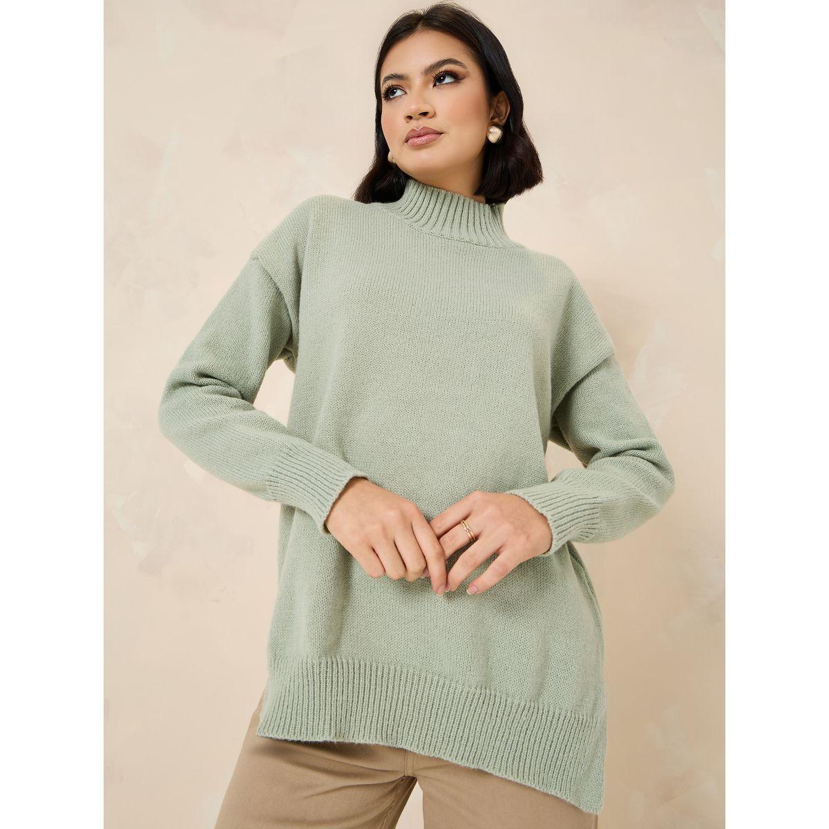 Styli Oversized High Neck Sweater with Side Slit-women-clothing-cardigansandjumpers-jumpers-image-3