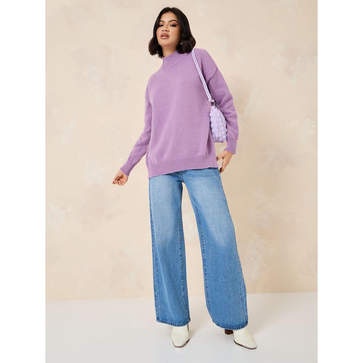 Styli Oversized High Neck Sweater with Side Slit-women-clothing-cardigansandjumpers-jumpers-image-2