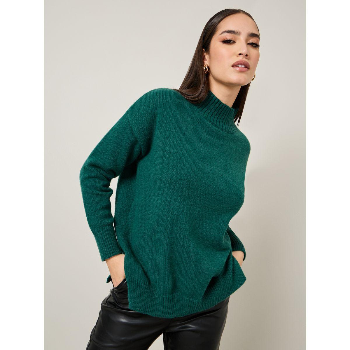 Styli Oversized High Neck Sweater with Side Slit-women-clothing-cardigansandjumpers-jumpers-image-1