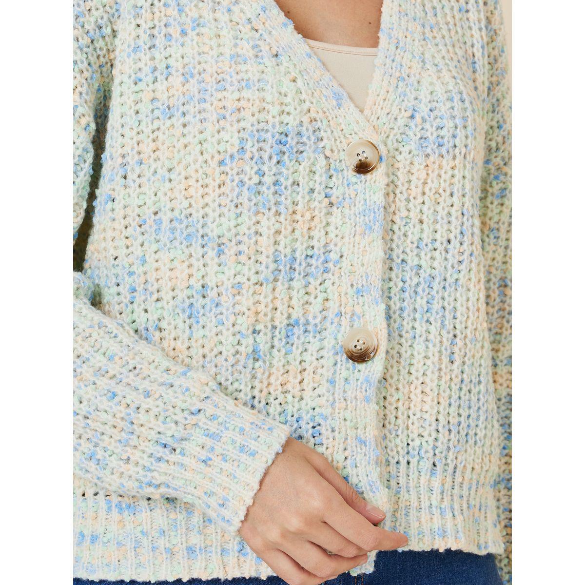 Styli Short Length Multi Yarn Button Down Boxy Fit Cardigan-women-winterwear-cardigansandjumpers-cardigans-image-4