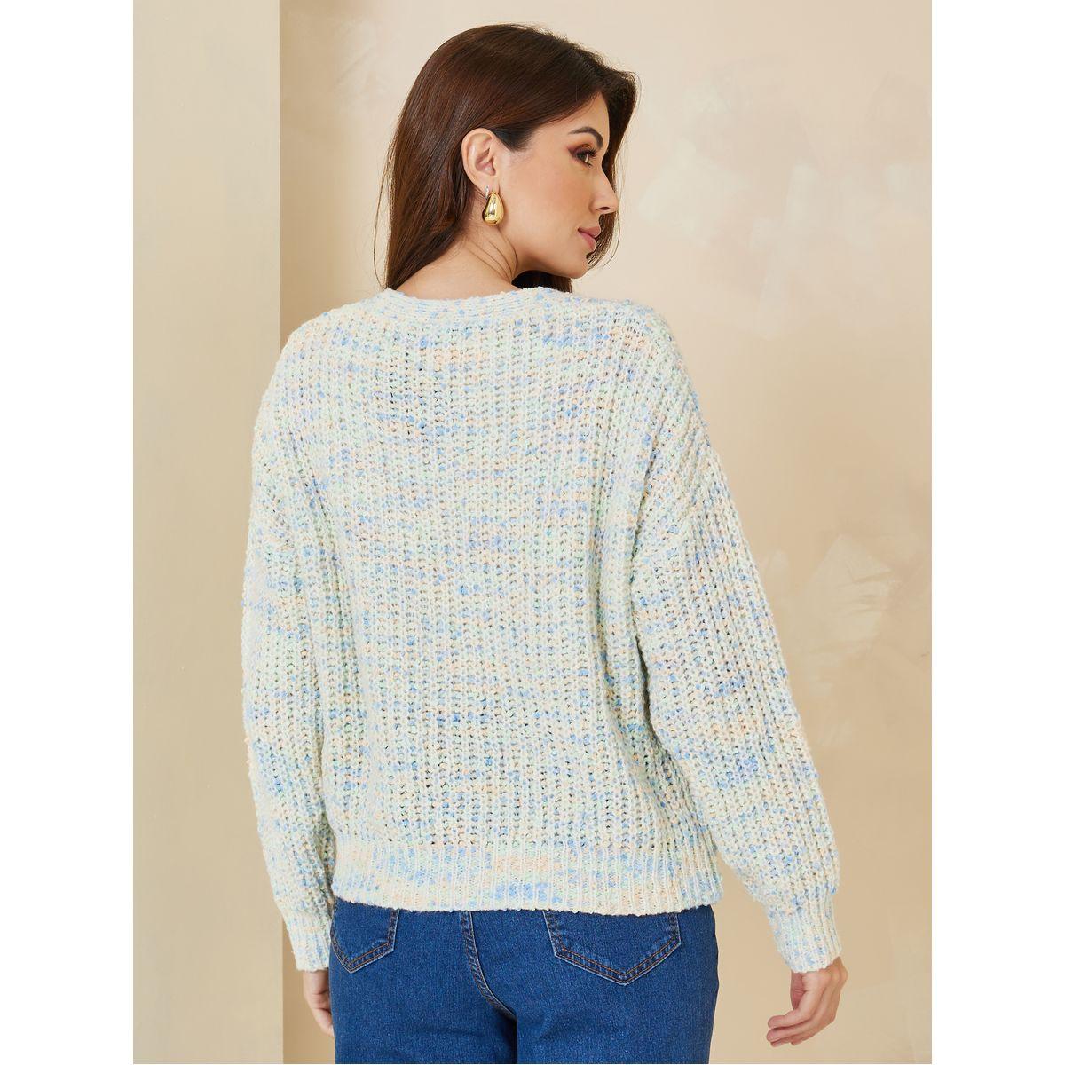 Styli Short Length Multi Yarn Button Down Boxy Fit Cardigan-women-winterwear-cardigansandjumpers-cardigans-image-5