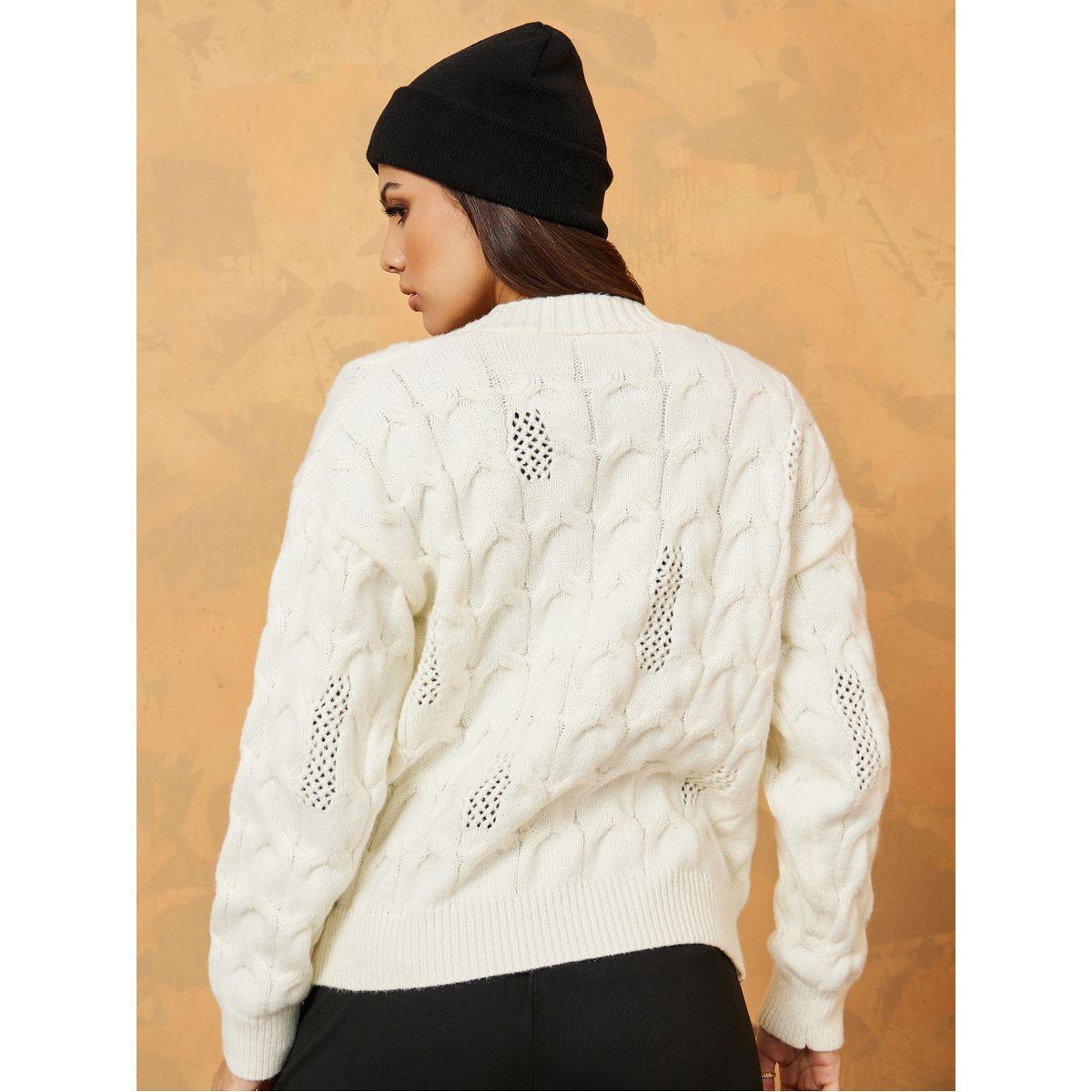 Styli Short Length Button Down Cable Knit Cardigan-women-winterwear-cardigansandjumpers-cardigans-image-4