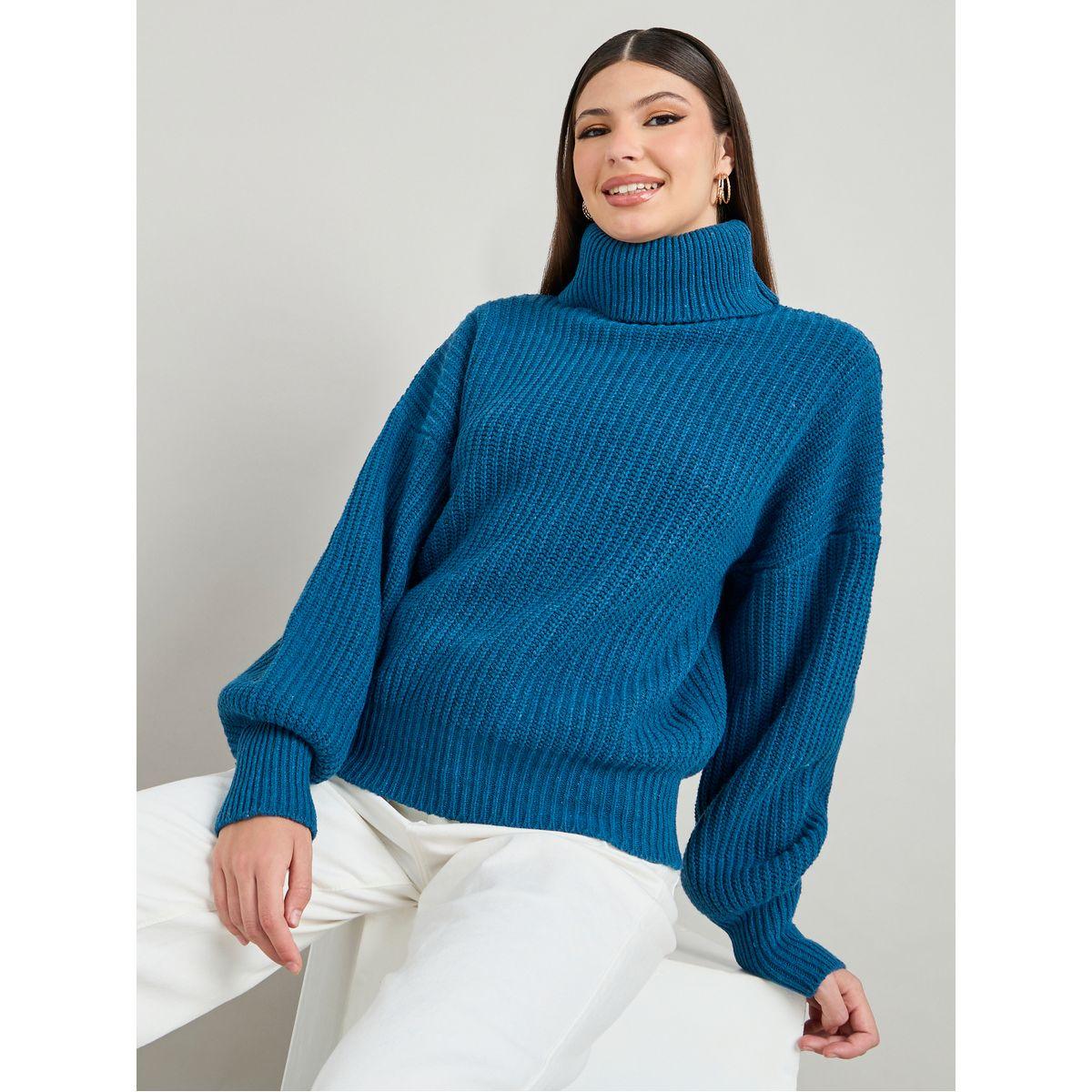 Styli Regular Fit Chunky Knit  Sweater with Volume Sleeves-women-clothing-cardigansandjumpers-jumpers-image-1